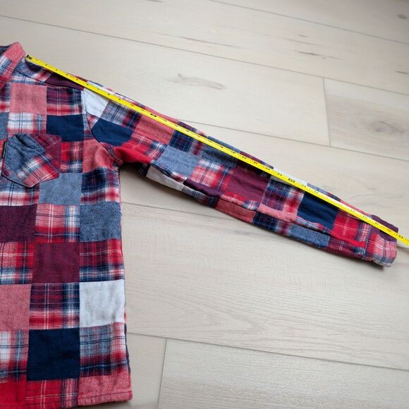 Vermont Flannel Co Shacket Womens XL Red White Blue Patchwork Heavyweight USA - Picture 8 of 10